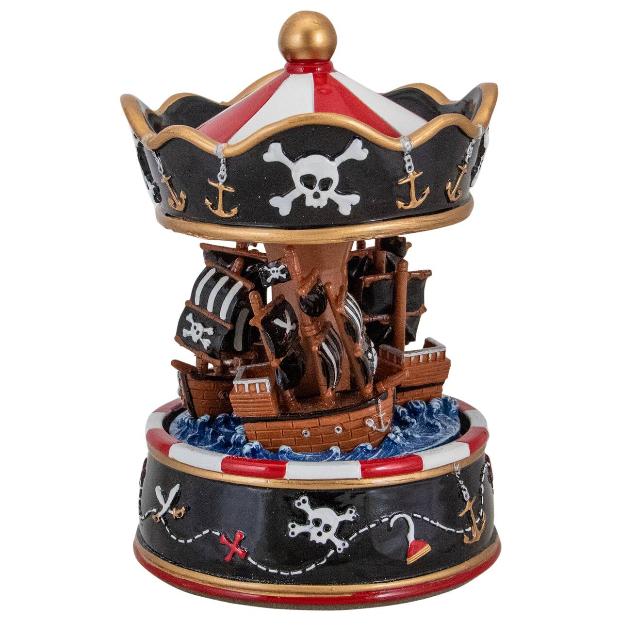 6.5" Children's Rotating Pirate Ship Carousel Music Box